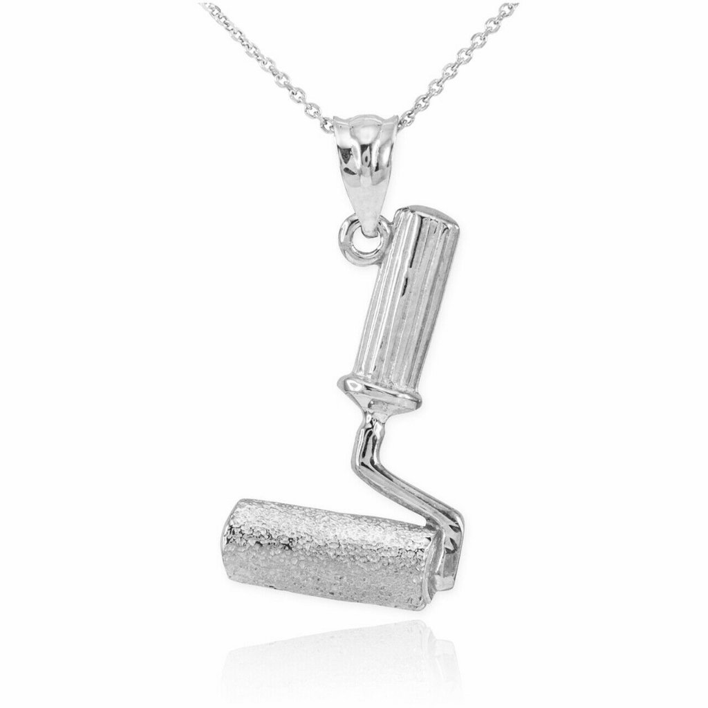 Silver Paint Roller Carpenter Contruction Pendant Necklace 79$